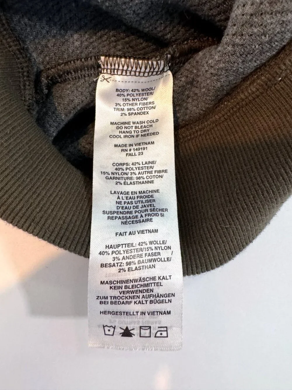 Topo Designs Global Wool Sweater Mens Medium Olive Crewneck